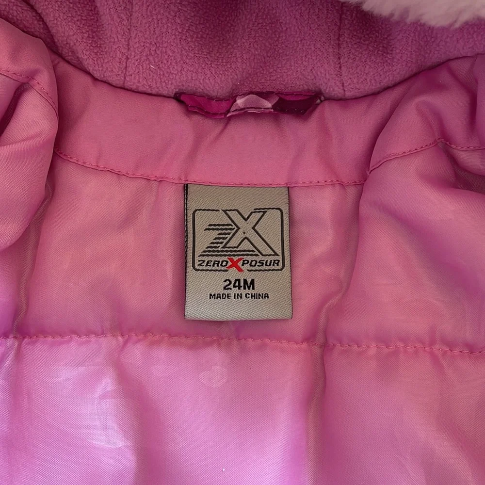 ZeroXposur pink & purple full zip hooded coat.  Girls size 24 months